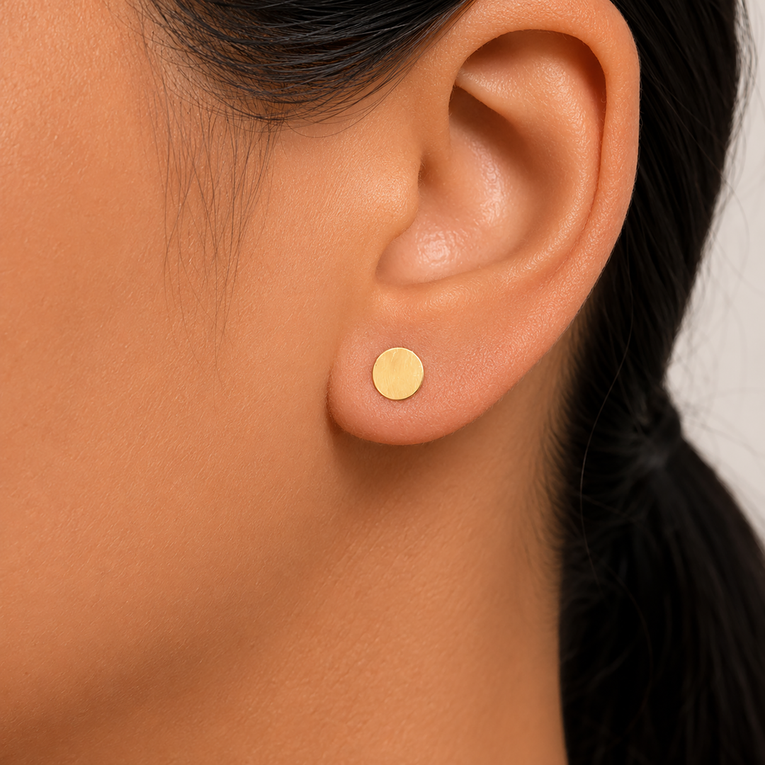 14K Solid Yellow Gold Disc Stud Earrings, Gold Round Disc Stud, Tiny Stud Earrings, Disc Earrings, Round Studs, 14K Yellow Gold Disc Studs