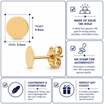Load image into Gallery viewer, 14K Solid Yellow Gold Disc Stud Earrings, Gold Round Disc Stud, Tiny Stud Earrings, Disc Earrings, Round Studs, 14K Yellow Gold Disc Studs