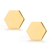 14K Solid Yellow Gold Hexagon Stud Earrings, Gold Hexagon Studs, Geometric Studs, Minimalist Studs, Dainty Studs, Gold Studs, Shape Studs