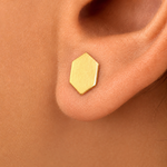 Load image into Gallery viewer, 14K Solid Yellow Gold Hexagon Stud Earrings, Gold Hexagon Studs, Geometric Studs, Minimalist Studs, Dainty Studs, Gold Studs, Shape Studs