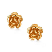 Solid 14K Yellow Gold Rose Stud Earrings, Rose Studs, Flower Studs, Yellow Gold Studs, Minimalist Stud, Push Back Gold Studs, Floral Studs