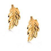 14K Solid Yellow Gold Leaf Stud Earrings, Leaf Studs, Solid Gold Leaf Studs, Plant Earrings, Nature Studs, Textured leaf Studs, Push Back Gold Studs