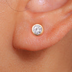 Load image into Gallery viewer, 14K Yellow Gold Cubic Zirconia 4mm Bezel-Set Earrings
