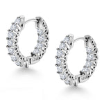 Load image into Gallery viewer, 925 Sterling Silver Inside Outside Cz Huggie Earrings, Silver Huggies, Classic CZ Huggies, Latch back Huggies Earrings, Perfect For Any Occasion
