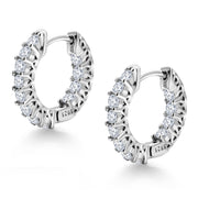 925 Sterling Silver Inside Outside Cz Huggie Earrings, Silver Huggies, Classic CZ Huggies, Latch back Huggies Earrings, Perfect For Any Occasion