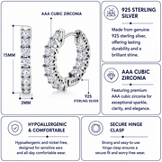 925 Sterling Silver Inside Outside Cz Huggie Earrings, Silver Huggies, Classic CZ Huggies, Latch back Huggies Earrings, Perfect For Any Occasion