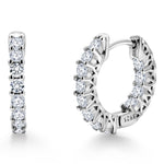 Load image into Gallery viewer, 925 Sterling Silver Inside Outside Cz Huggie Earrings, Silver Huggies, Classic CZ Huggies, Latch back Huggies Earrings, Perfect For Any Occasion
