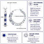 Load image into Gallery viewer, 925 Sterling SIlver Half Eternity Huggie Hoop Earrings, Simulated Ruby Cz Hoop Earrings, Simulated Sapphire Cz Hoop Earrings, Round Hoop Earrings