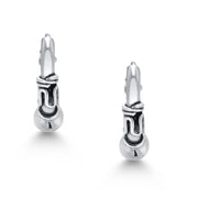 925 Sterling Silver Oxidized Bali Huggies Earrings, Bali Huggies Earrings, Lightweight Earrings, Hypoallergenic Silver Jewelry