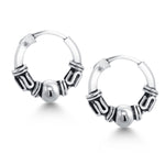 Load image into Gallery viewer, 925 Sterling Silver Oxidized Bali Huggies Earrings, Bali Huggies Earrings, Lightweight Earrings, Hypoallergenic Silver Jewelry
