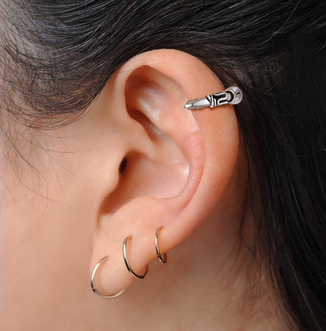 925 Sterling Silver Oxidized Bali Huggies Earrings, Bali Huggies Earrings, Lightweight Earrings, Hypoallergenic Silver Jewelry