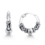 Load image into Gallery viewer, 925 Sterling Silver Oxidized Bali Huggies Earrings, Bali Huggies Earrings, Lightweight Earrings, Hypoallergenic Silver Jewelry
