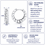 Load image into Gallery viewer, 925 Sterling Silver Twisted Round Huggie Earrings, Elegant Lightweight Jewelry, Hypoallergenic Silver, Stylish Everyday Wear, Gift for Her