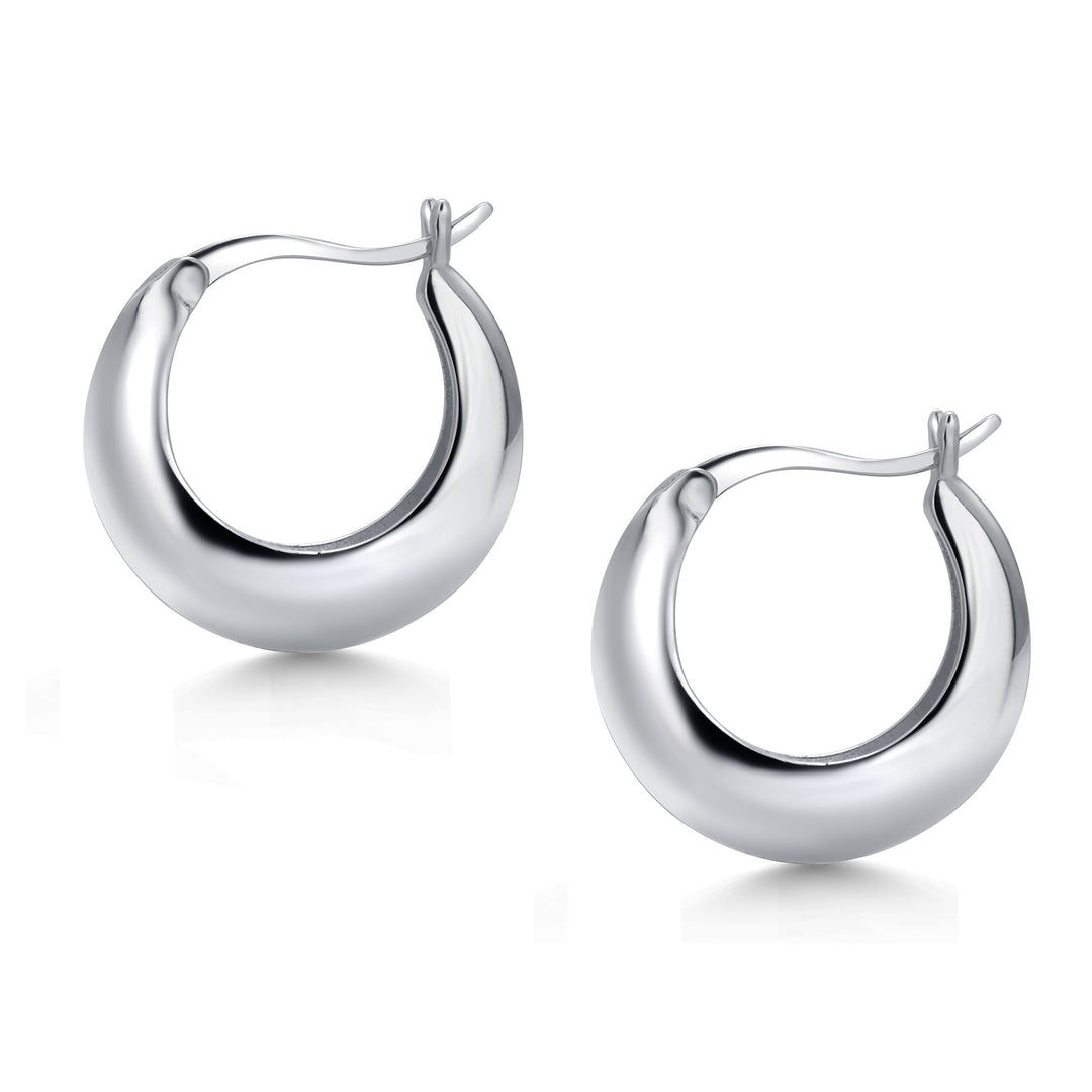 925 Sterling Silver Chunky  Huggie Earrings for Women, Hypoallergenic Silver Jewelry for Everyday Wear, Silver Hoop Earrings, Silver Hoops