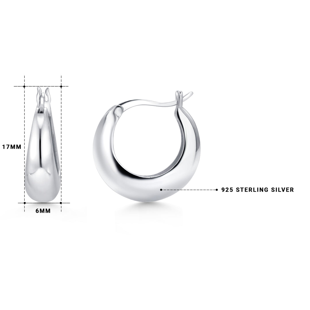 925 Sterling Silver Chunky  Huggie Earrings for Women, Hypoallergenic Silver Jewelry for Everyday Wear, Silver Hoop Earrings, Silver Hoops