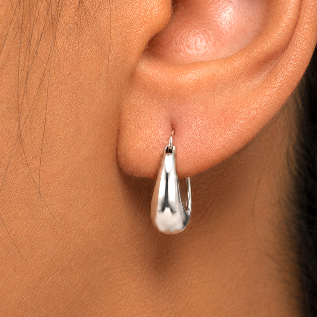 925 Sterling Silver Chunky  Huggie Earrings for Women, Hypoallergenic Silver Jewelry for Everyday Wear, Silver Hoop Earrings, Silver Hoops