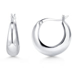 Load image into Gallery viewer, 925 Sterling Silver Chunky  Huggie Earrings for Women, Hypoallergenic Silver Jewelry for Everyday Wear, Silver Hoop Earrings, Silver Hoops

