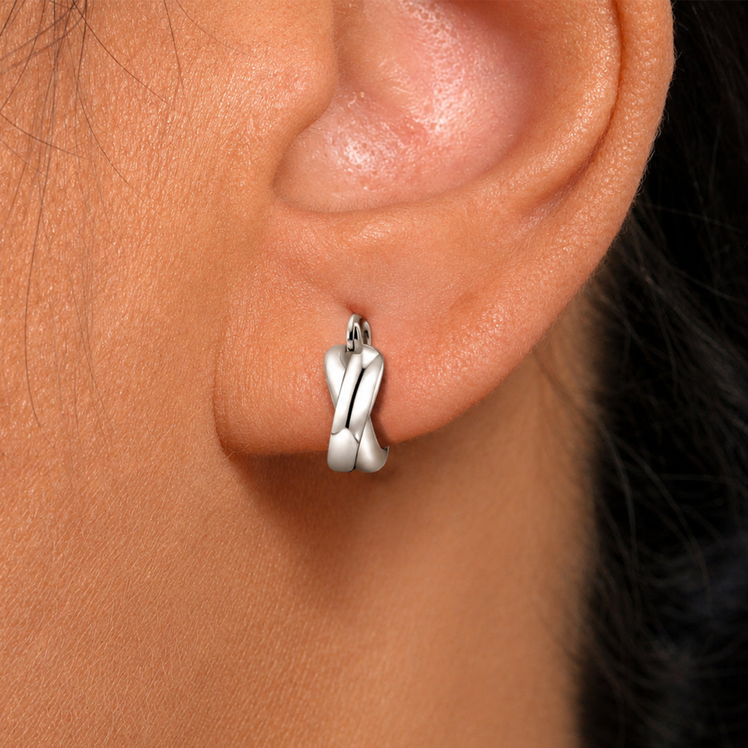 925 Sterling Silver Twisted Huggies Earrings, Elegant Lightweight Hoops, Hypoallergenic Silver Huggies, Hoop Huggies Earrings, Silver Hoops
