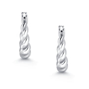 925 Sterling Silver Twisted Oval Huggies Earrings, Lightweight Silver Hoops, Hypoallergenic Silver Hoop Earrings, Hoop Gift for Women