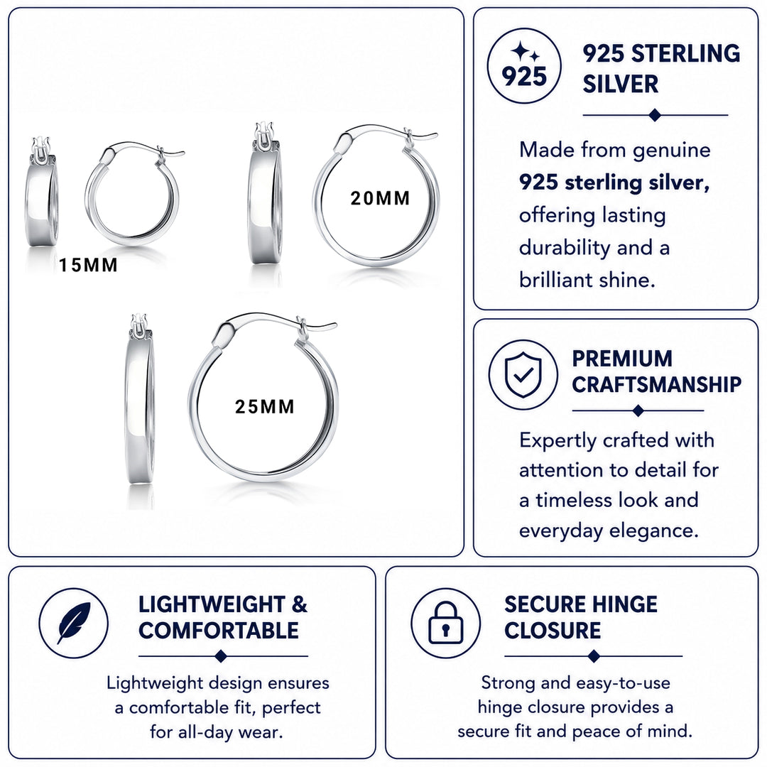 925 Sterling Silver Huggies Earrings, Lightweight Hoop Earrings, Hypoallergenic Silver Hoops, Perfect Gift for Women, Silver Huggies Earring