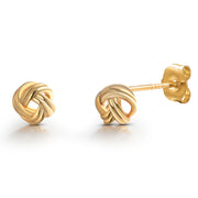 925 Sterling Silver 18 Yellow Gold Plated Knot Studs, Gold Knot Studs, Knot Studs, Silver Knot Studs, Minimalist Knot Studs