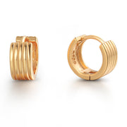 925 Sterling Silver With 14k Gold Plated Geometric Textured Huggies Earring, Minimal Stack Layer Huggies Earrings,  Simple Everyday Hoops