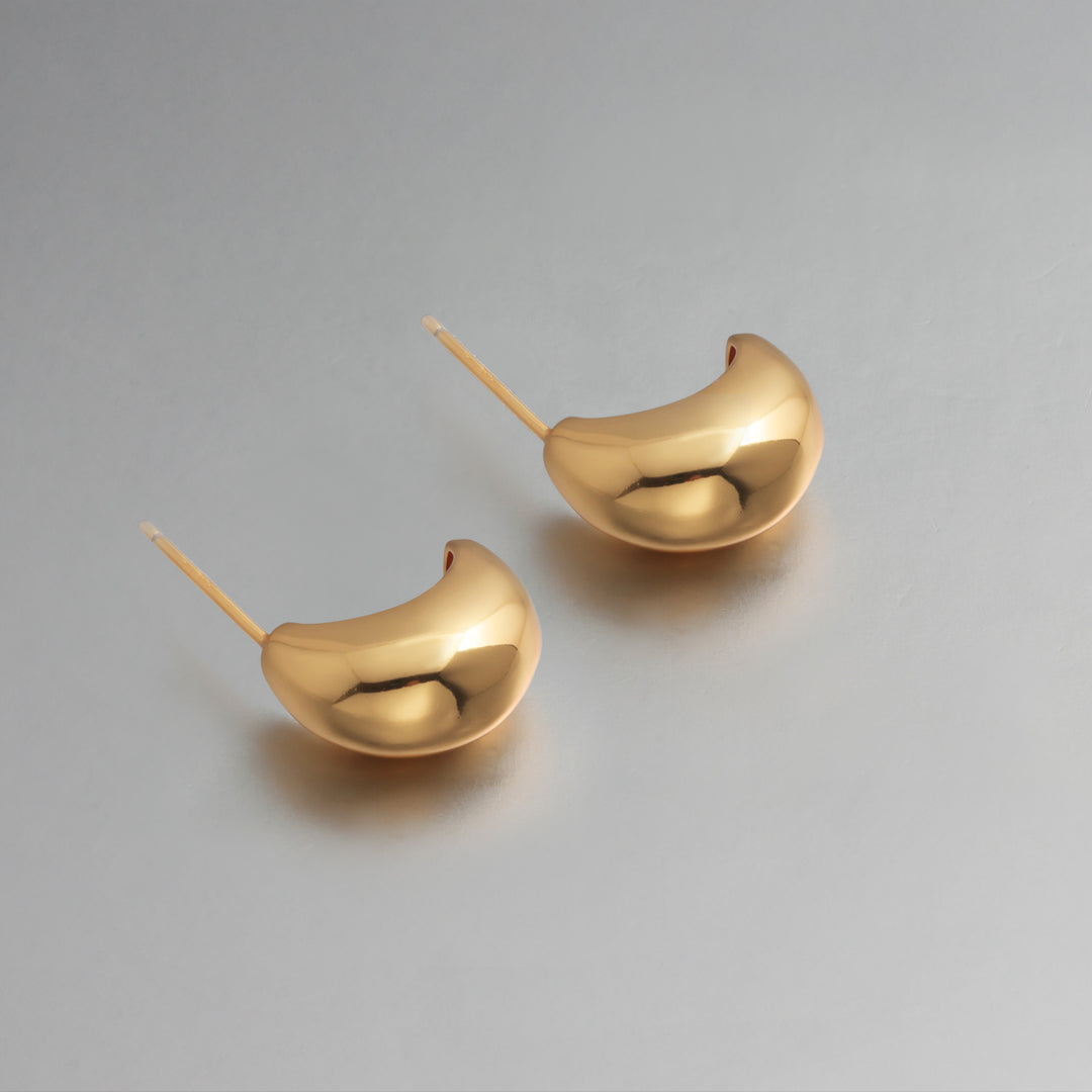 925 Sterling Silver Chunky Dome Earring Studs, Mini Dome Drop Studs, 14K Gold Plated Earring Studs, Thick Gold Earring Studs, Chunky Studs
