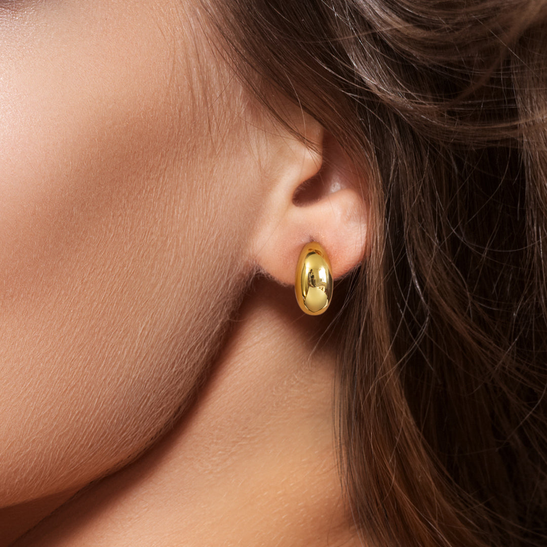 925 Sterling Silver Chunky Dome Earring Studs, Mini Dome Drop Studs, 14K Gold Plated Earring Studs, Thick Gold Earring Studs, Chunky Studs
