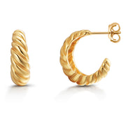 925 Sterling Silver Twisted Hoops, 14k Yellow Gold Plated Hoops, Push Back Lightweight Hoops, Modern Classic Accessory,Thoughtful  Gift