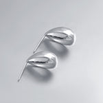 Load image into Gallery viewer, 925 Sterling Silver Teardrop Shaped Dome Earring Studs, Gold or Silver Studs, 14K yellow And White Gold Plated Drop Studs, Teardrop Studs
