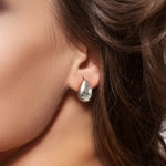 Load image into Gallery viewer, 925 Sterling Silver Teardrop Shaped Dome Earring Studs, Gold or Silver Studs, 14K yellow And White Gold Plated Drop Studs, Teardrop Studs

