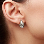 Load image into Gallery viewer, 925 Sterling Silver Teardrop Shaped Dome Earring Studs, Gold or Silver Studs, 14K yellow And White Gold Plated Drop Studs, Teardrop Studs
