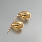 Load image into Gallery viewer, 925 Sterling Silver Teardrop Shaped Dome Earring Studs, Gold or Silver Studs, 14K yellow And White Gold Plated Drop Studs, Teardrop Studs
