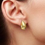 Load image into Gallery viewer, 925 Sterling Silver Teardrop Shaped Dome Earring Studs, Gold or Silver Studs, 14K yellow And White Gold Plated Drop Studs, Teardrop Studs
