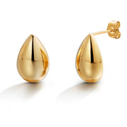 925 Sterling Silver Teardrop Shaped Dome Earring Studs, Gold or Silver Studs, 14K yellow And White Gold Plated Drop Studs, Teardrop Studs