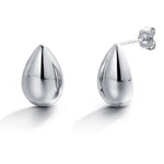 Load image into Gallery viewer, 925 Sterling Silver Teardrop Shaped Dome Earring Studs, Gold or Silver Studs, 14K yellow And White Gold Plated Drop Studs, Teardrop Studs
