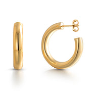 925 Sterling Silver With 14k Gold Plated Chunky Hoop Earrings, Thick Hoop Earrings, Simple Plain Hoop Earrings, Hypoallergenic Hoops