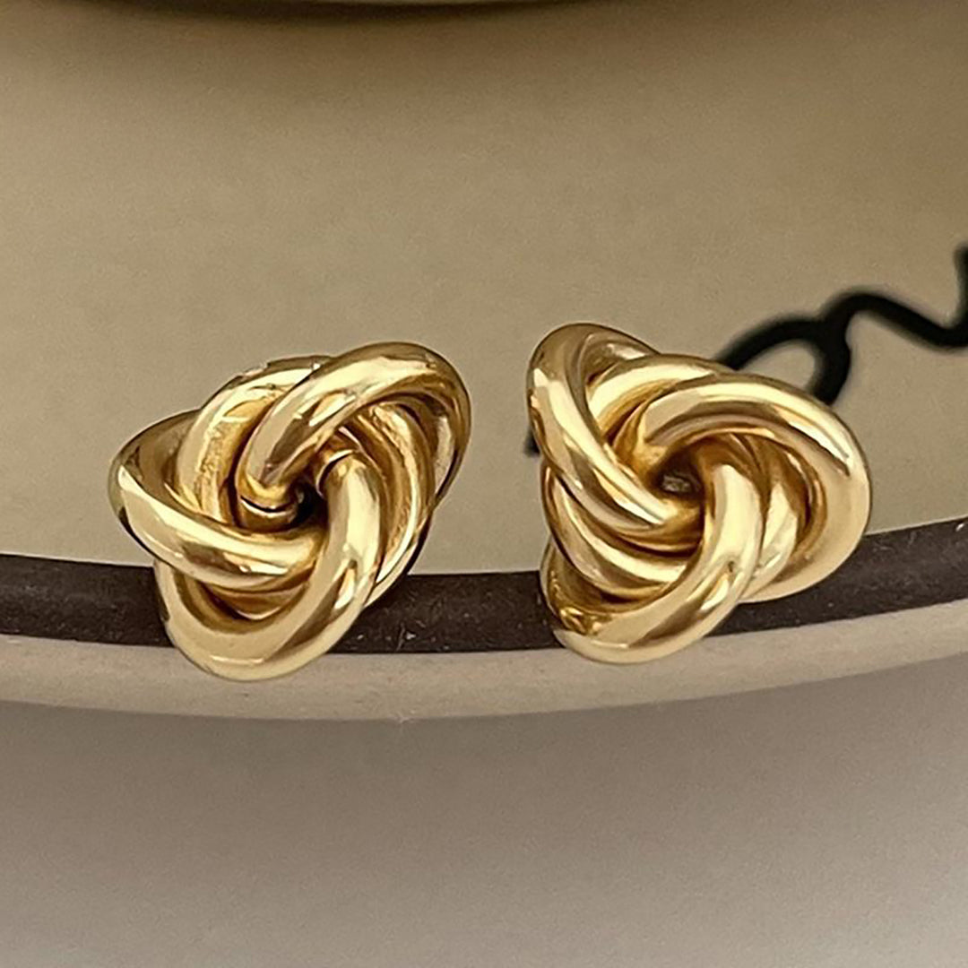 925 Sterling Silver With 14k Yellow Gold Plated Love Knot Studs, Knot Studs, Gold Plated Knot Studs, Minimalist Knot Studs, Push Back Studs