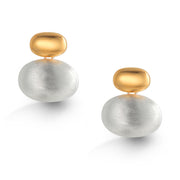 925 Sterling Silver With 14k Gold Plated  Brushed Dangle Stud Earrings, Dangle Earrings, Matte Finished Dangle Earrings, Perfect For Gift