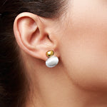 Load image into Gallery viewer, 925 Sterling Silver With 14k Gold Plated  Brushed Dangle Stud Earrings, Dangle Earrings, Matte Finished Dangle Earrings, Perfect For Gift
