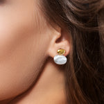 Load image into Gallery viewer, 925 Sterling Silver With 14k Gold Plated  Brushed Dangle Stud Earrings, Dangle Earrings, Matte Finished Dangle Earrings, Perfect For Gift
