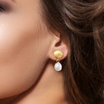 Load image into Gallery viewer, 925 Sterling Silver With 14k Gold Plated Scallop Pearl Dangle Earrings, Scallop Dangle For Women, Summer Pearl Dangle Earrings
