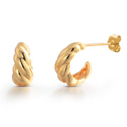 925 Sterling Silver Twisted Hoops, 14k Yellow Gold Plated Hoops, Push Back Lightweight Hoops, Modern Classic Accessory,Thoughtful  Gift