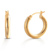 925 Sterling Silver With 14k Gold Plated Shiny Tube Hoop Earrings, Round Hoop Earrings, Gold Hoop Earrings,  French Lock Hoop Earrings