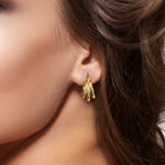 Load image into Gallery viewer, 925 Sterling Silver With 14k Gold Plated triple Hoop Earrings, Modern Hoop Earrings, Everyday Lightweight Earrings Jewelry, Round Hoops
