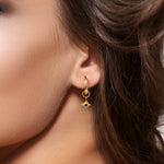Load image into Gallery viewer, 925 Sterling Silver With 14k Gold Plated Created Sapphire Starburst Drop Earrings, Minimalist Cz Huggies Earrings, Perfect For Gift
