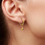 Load image into Gallery viewer, 925 Sterling Silver With 14k Gold Plated Created Sapphire Starburst Drop Earrings, Minimalist Cz Huggies Earrings, Perfect For Gift
