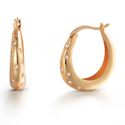 925 Sterling Silver With 14k Gold Plated Oval Cz Huggie Hoop Earrings, Dome Hoop Earrings, Cz Chunky Huggies, Perfect Gift For Any Occasion