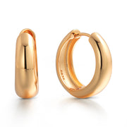 925 Sterling Silver With 14k Gold Plated Chunky Bold Hoop Earrings, Thick Hoop Earrings, Plain Hoop Earrings, Hoop Earrings For Gift