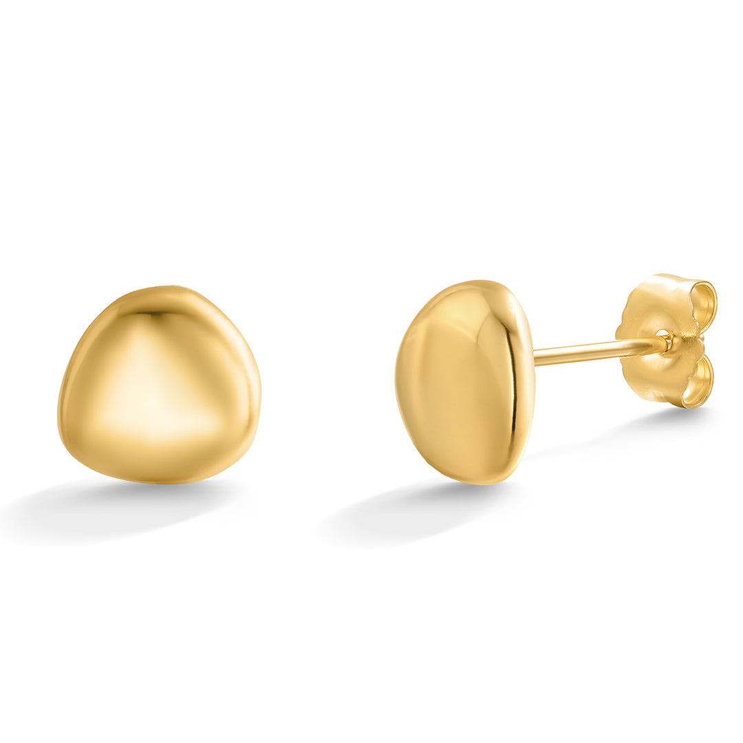 925 Sterling Silver With 14k Gold Plated Peas Shape Studs, Minimalist Stud Earrings, Silver Dot Earrings, Perfect Gift For Any Occasion